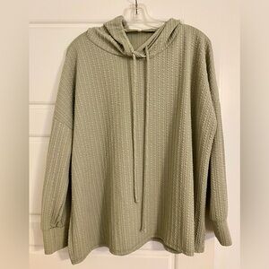 Textured Knit Hoodie in Sage Green